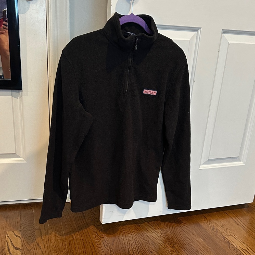 Mens Vineyard Vines Black Quarter-Zip Fleece Pullover